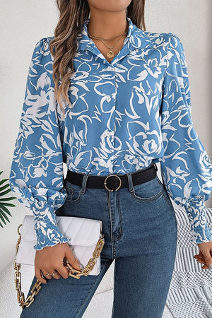 COLORFUL FLOWER LANTERN SLEEVE LAPEL SHIRT