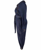 Relaxed Fit V Neck Casual Plus Size Denim Jumpsuit Women
