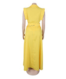 Two Piece Solid Color Sleeveless Dress And Skirt Set Slit