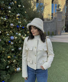 Fashionable Button Embellished Short Blazer Polyester