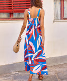 Vacation Style French Halter Floral Printed Maxi Dress