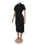 Multi-pocket Cargo Drawstring Pocket Dress for Casual Style