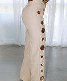 Sexy Slits Fitted Two-Piece Set in Black Yellow Apricot White