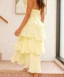 Stylish Strapless Backless Cake Dress in Vibrant Colors