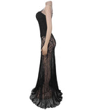 Sexy Strapless Lace Sheer Dress Alluring Silhouette