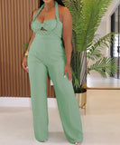 High Waisted Bandeau Sleeveless One Piece Pants for Women
