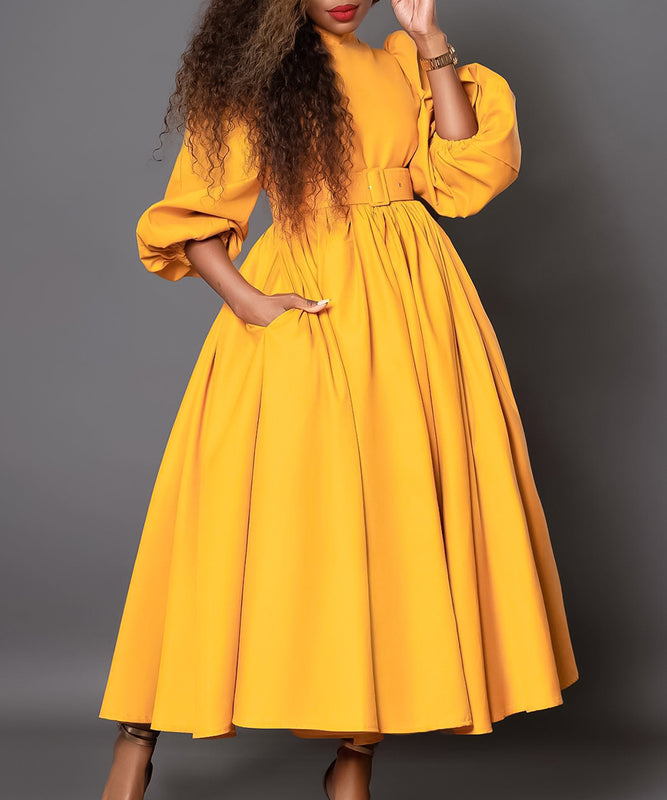 Chic Half High Neck Dress With Seven-Point Sleeves For Style