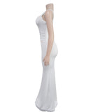 Classic Rhinestone Embellished Dress For Evening Occasions