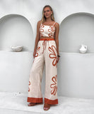 Floral Camisole And Wide Leg Pants Set Multicolor Chic