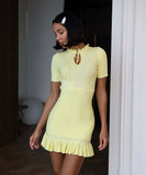 Fashionable Short Sleeved Ribbed Sexy Dress in Multiple Colors