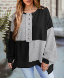 Casual Patchwork Collar Long Sleeve Pullover Soft And Cozy