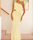 Sexy Plunging Neckline Form-Fitting Solid Color Dress