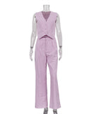 Chic Women's Sleeveless Vest and Long Pants Two-Piece Set