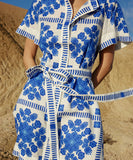 Casual Women's Printed Strapless Dress in Blue and Green