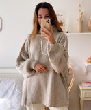 Relaxed Semi High Neck Pullover Sweater For Everyday Wear