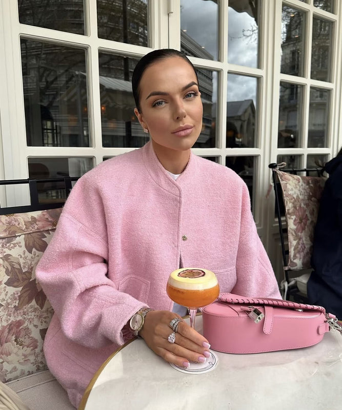 Relaxed Stand Up Collar Button Down Casual Everyday Jacket