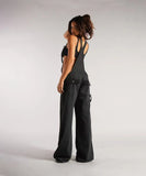 Low Waist Belted Wide Leg Jeans in Classic Blue or Black