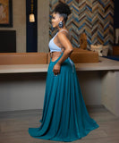 Backless High-Slit Dress in Vibrant Colors for Stunning Looks