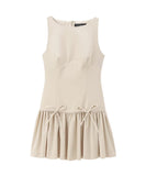 Round Neck Sleeveless Bow Dress Polyester For Women