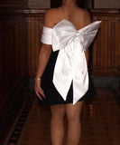 One-Shoulder Fitted Waist Bow Dress Elegant Evening Wear Chic Silhouette Dramatic Bow Detail