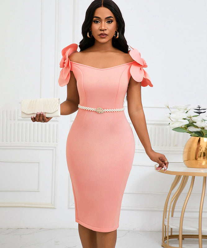 Three-Dimensional Flower Elegant Banquet Dress Cover Gown