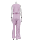 Chic Women's Sleeveless Vest and Long Pants Two-Piece Set