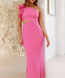 Fashionable One Shoulder Slimming Dress in Vibrant Colors