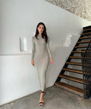 Long-Sleeved Knit Dress with Flattering Waist Cut
