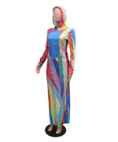 Chic Long Hooded Dress With High Slit For Effortless Style