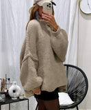 Relaxed Semi High Neck Pullover Sweater For Everyday Wear