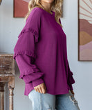 Lantern Style Dress With Lace Sleeves And Hooded Top