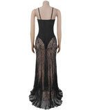 Sexy Strapless Lace Sheer Dress Alluring Silhouette