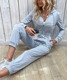 Chic Black Long-Sleeved Zipper Jumpsuit for Women