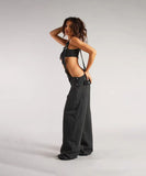 Low Waist Belted Wide Leg Jeans in Classic Blue or Black
