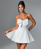 Sexy Strapless Short Dress With Bow Tie For Figure Hugging