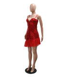 Glamorous Sequin Halter Spliced Lotus Hem Dress Elegance