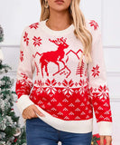 Classic Christmas Tree Print Round Neck Pullover For Women