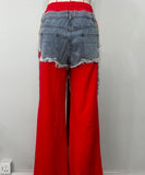 Trendy Women's Denim Pants in White Black and Red Stylish Fit