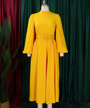 Chic Half High Neck Dress With Seven-Point Sleeves For Style