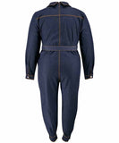 Relaxed Fit V Neck Casual Plus Size Denim Jumpsuit Women