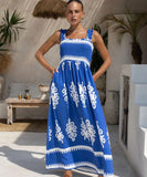 Vacation-Style Halter Top Beach Dress with High Waist Skirt