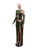 Chic Cutout Long Sleeve Dress with Slit Openings for Glam Nights