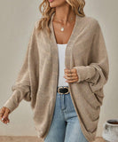 Batwing Sleeve Cardigan Loose Knit Coat Nylon Elastane