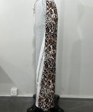 Casual Loose Leopard Print Patchwork Hoodie Pants for Women
