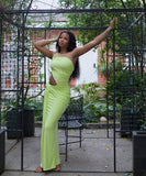 Single-Shoulder Backless Pleated Long Dress Elegant Evening