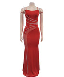 Classic Rhinestone Embellished Dress For Evening Occasions