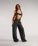Low Waist Belted Wide Leg Jeans in Classic Blue or Black