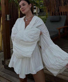 Loose Belted Long Sleeve Cardigan and Short Pants Set