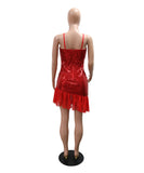 Glamorous Sequin Halter Spliced Lotus Hem Dress Elegance