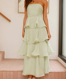 Stylish Strapless Backless Cake Dress in Vibrant Colors